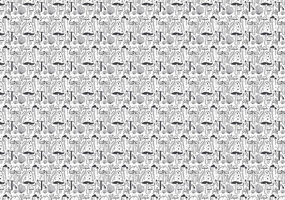 Gray Mushrooms Wallpaper Mural