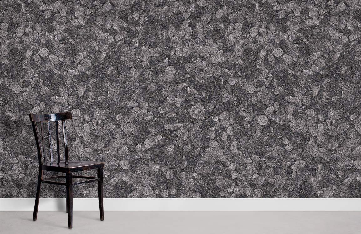 Gray Pebbles Texture Room Wallpaper Mural
