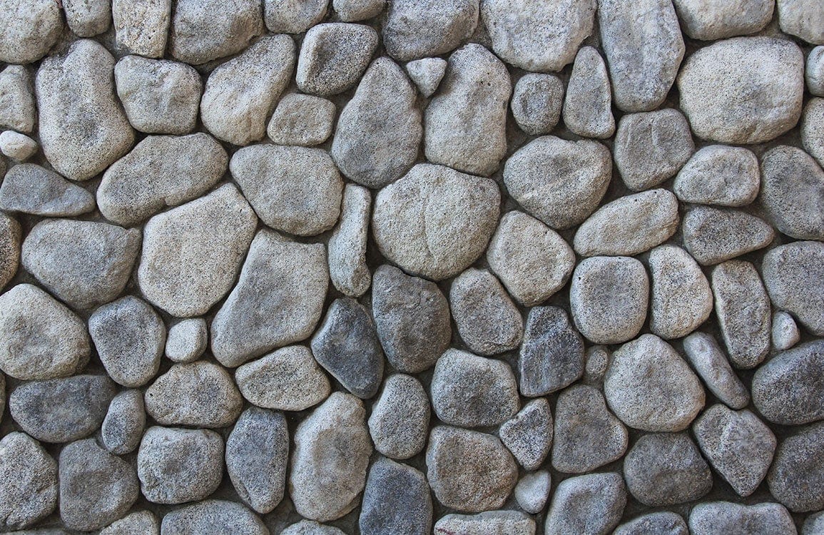 Rustic Stone Effect Wallpaper Mural with Natural Grey Pebble Pattern