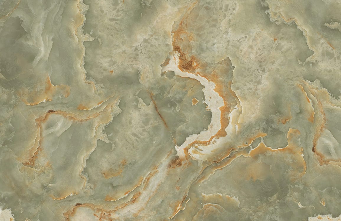 Abstract Green Marble Effect Wallpaper with Gold Accents for Elegant Interiors