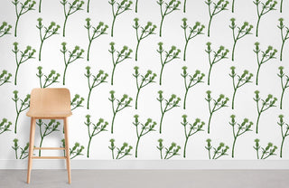 Green Floral Pattern Wallpaper Mural