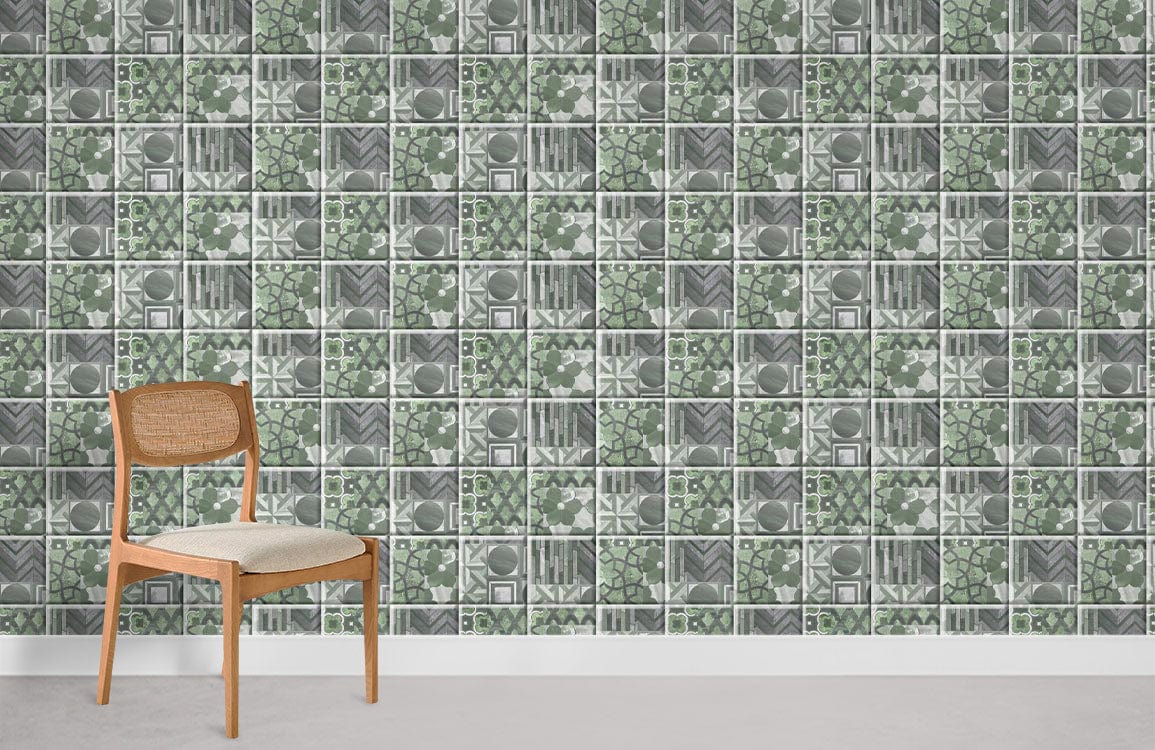 Green Flower Marble Wallpaper Mural