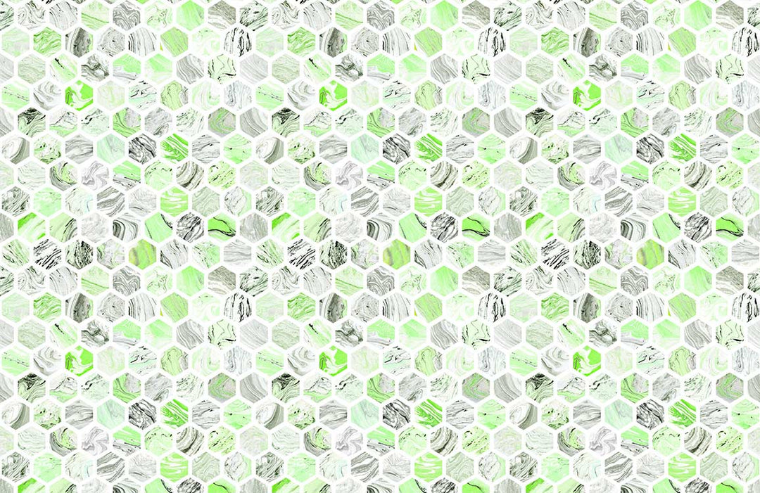 Mint Green Hexagonal Marble Patterned Wallpaper for Modern Interiors