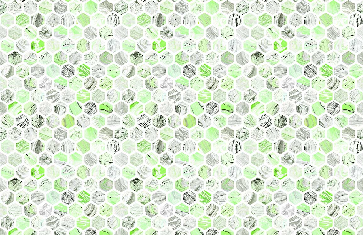 Mint Green Hexagonal Marble Patterned Wallpaper for Modern Interiors