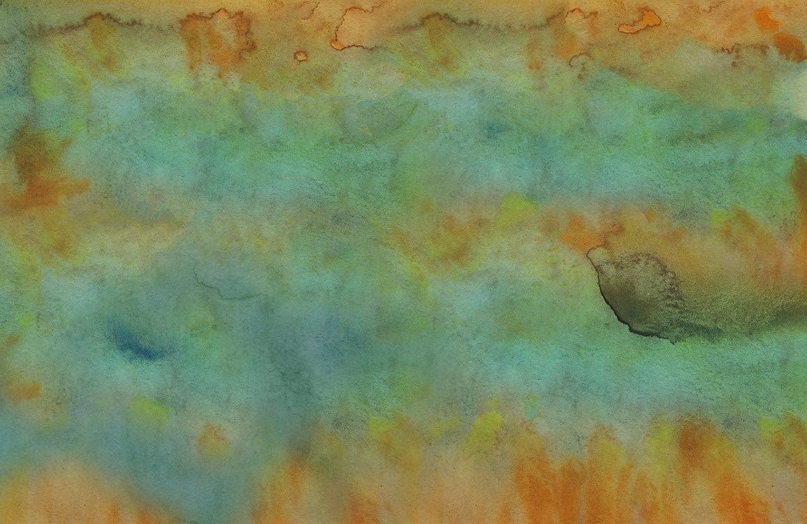 Abstract Watercolour Art Mural Wallpaper in Earthy Green and Orange Tones