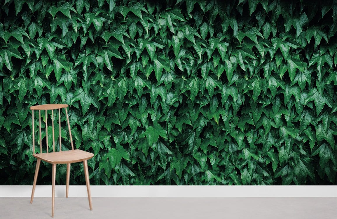 Green Maple Leaf Wallpaper Mural Living Room