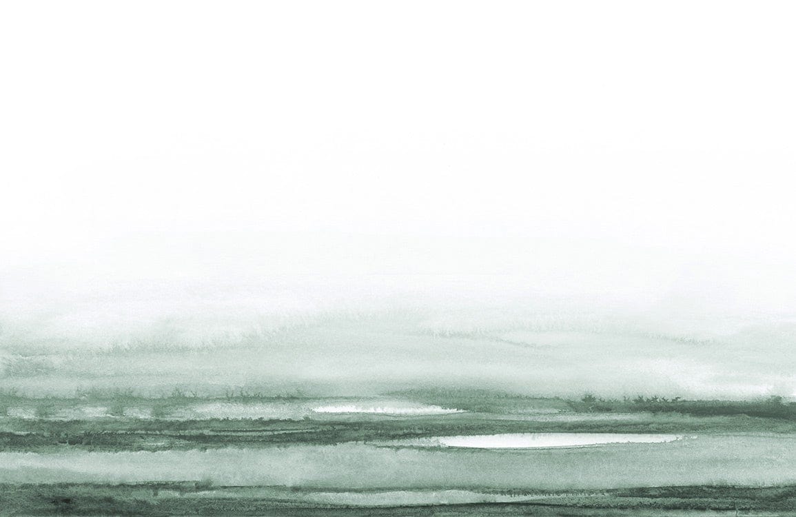 Serene Green Abstract Watercolour Landscape Mural Wallpaper for Tranquil Interiors