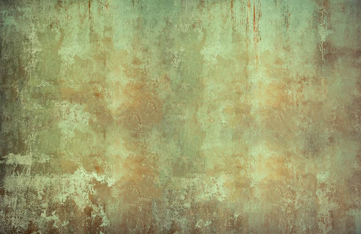 Vintage Distressed Green and Brown Textured Mural Wallpaper for Rustic Décor