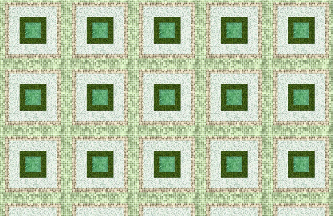Green Squares Mosaic Wallpaper Mural Plain