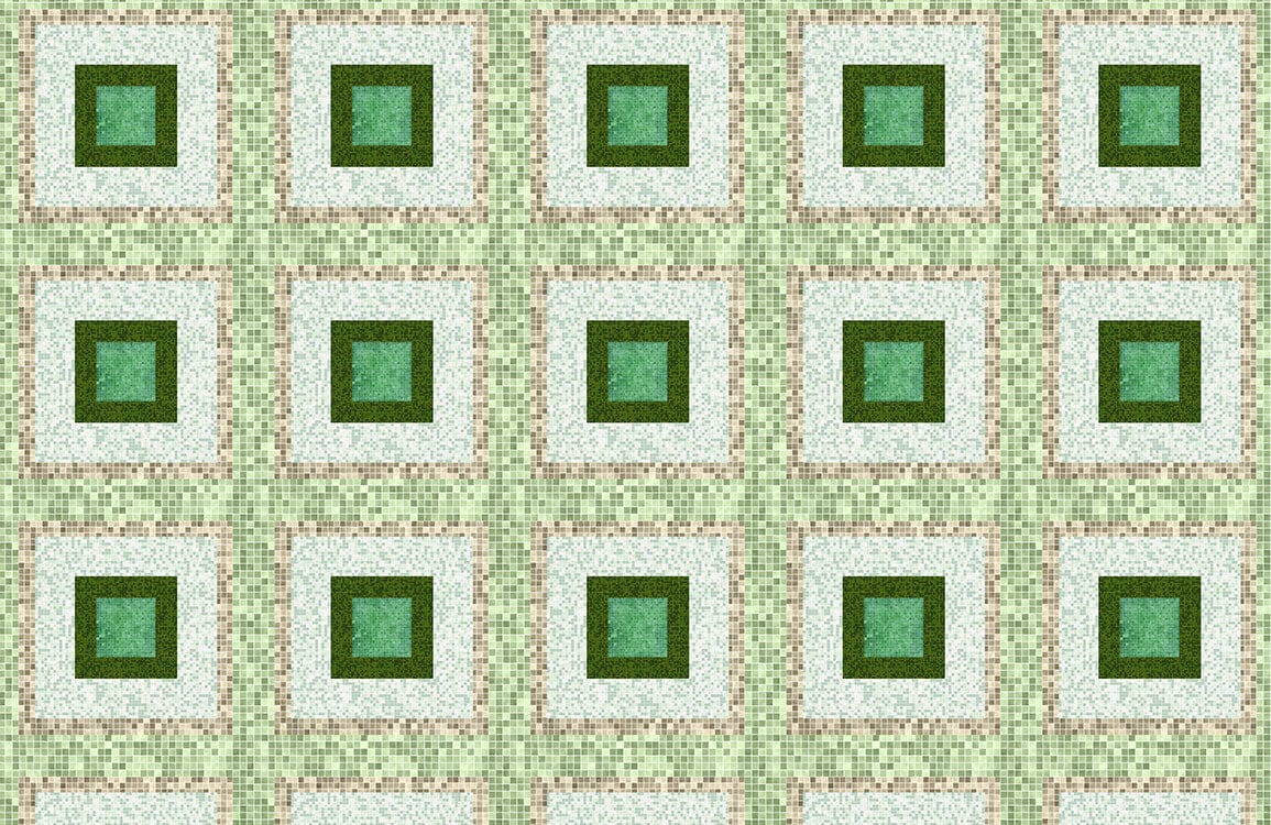 Green Squares Mosaic Wallpaper Mural Plain