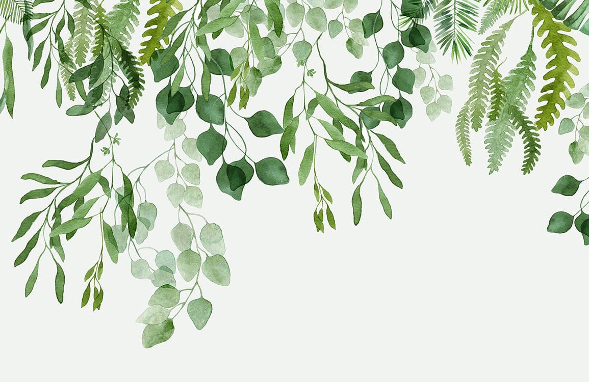 Lush Greenery Botanical Mural Wallpaper for Serene Natural Aesthetic Ambience