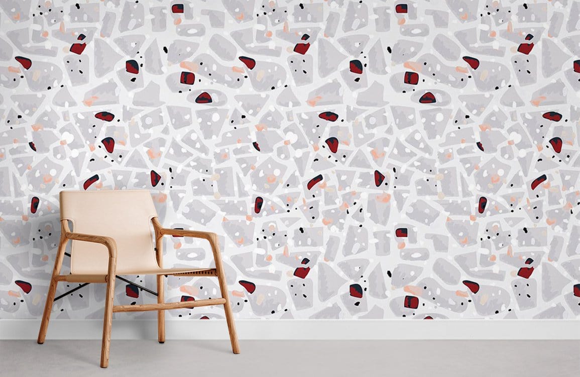 Gray Terrazzo Tile Wallpaper Mural Room