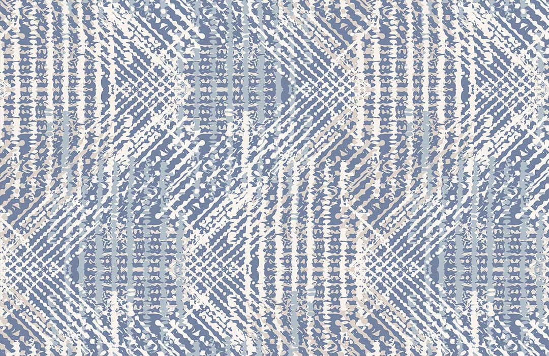 Elegant Blue and Beige Geometric Patterned Wallpaper for Modern Interiors