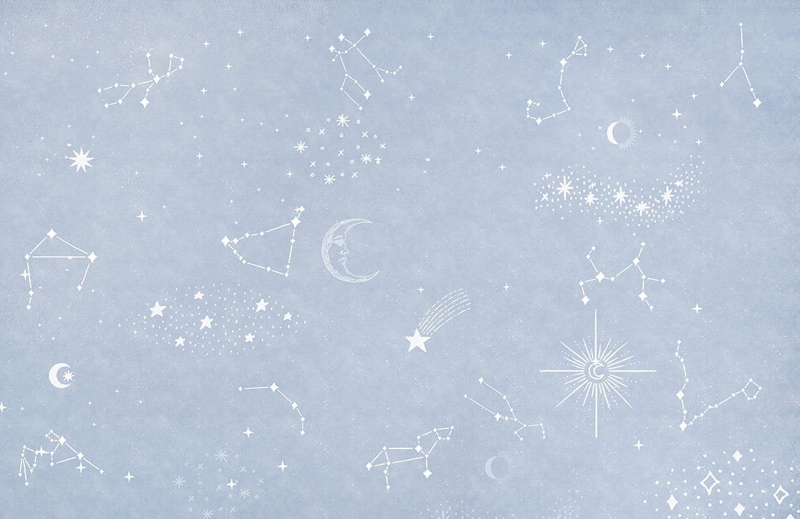 Celestial Dreams Light Blue Constellation Pattern Mural Wallpaper for Bedrooms