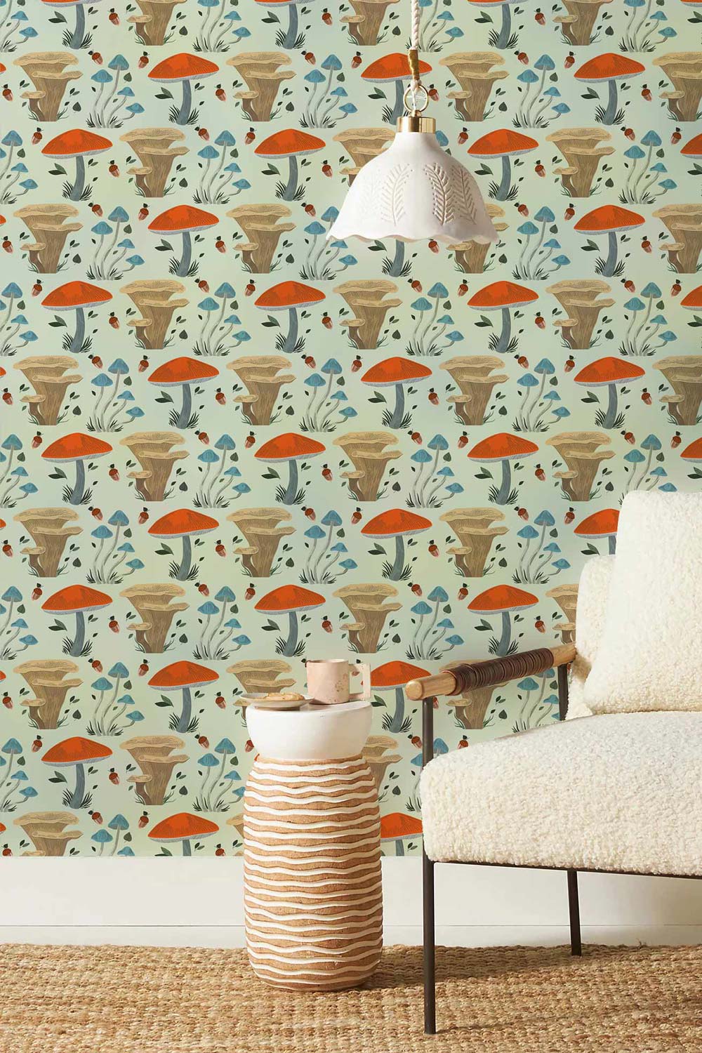 Pink Mushrooms Wall Mural | Food Wallpaper | Ever Wallpaper UK
