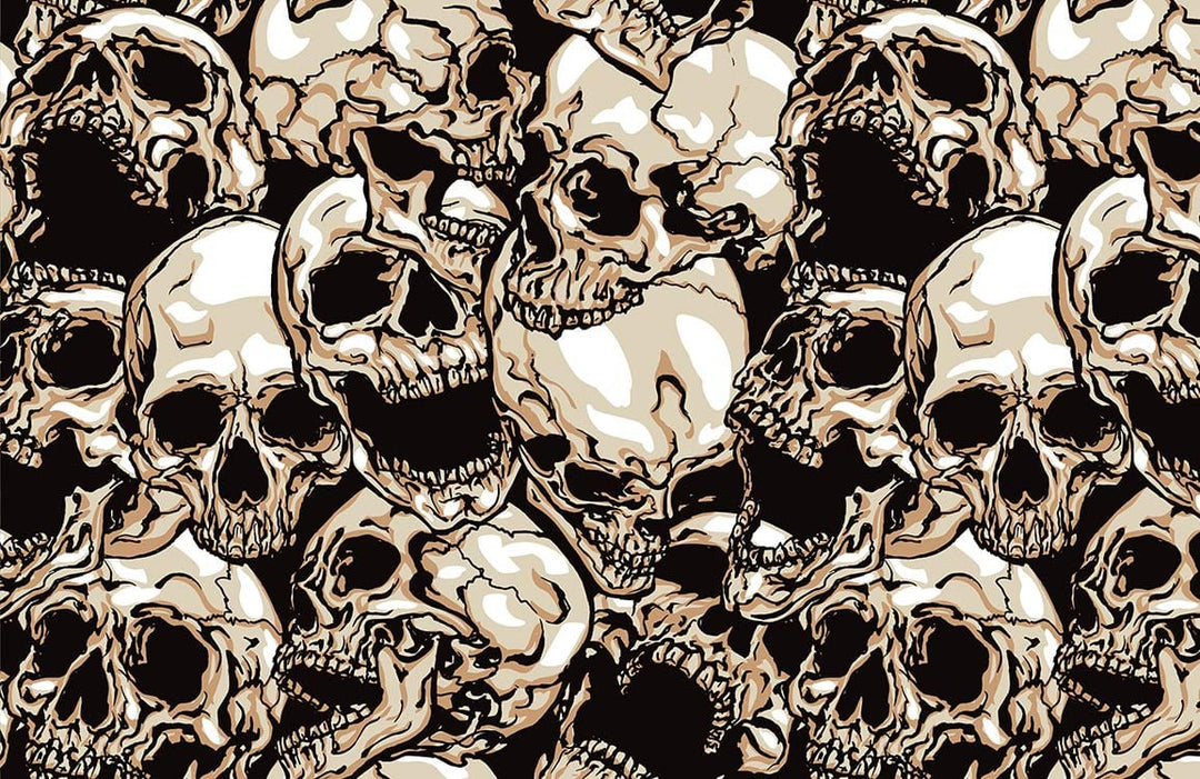 Gothic Skull Pattern Wallpaper - Vintage Brown and Black Design