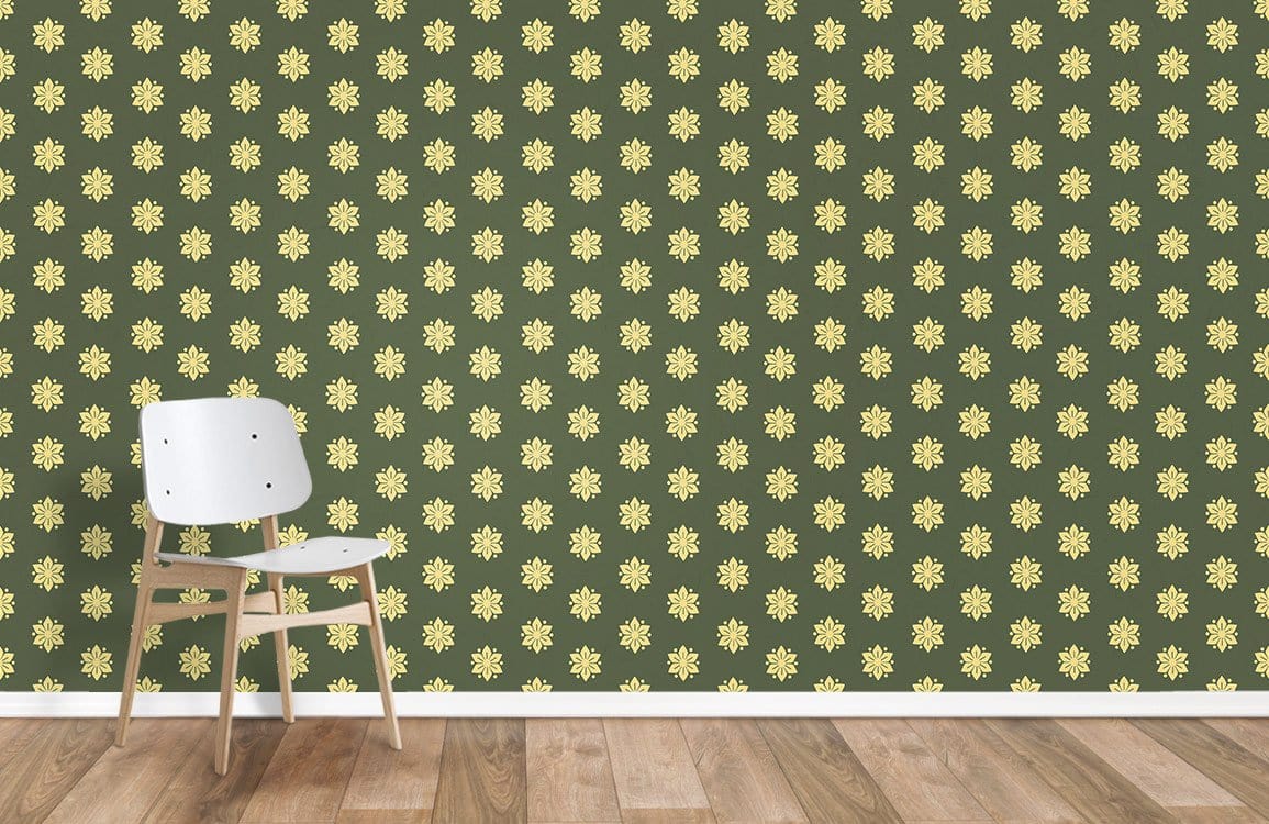 Hexagonal Flowers Wallpaper Mural