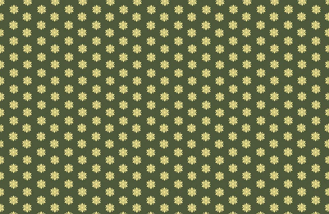 Vintage Olive Green Wallpaper with Floral Pattern for Elegant Interiors