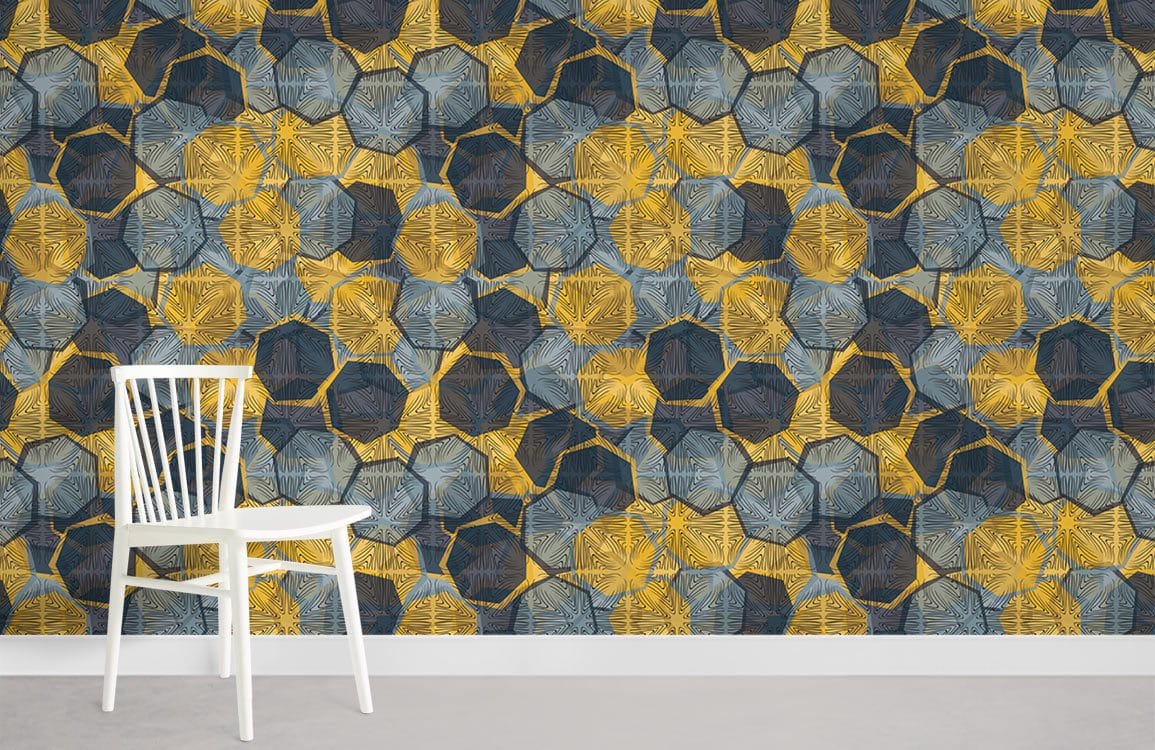 Honeycomb Shape Pattern Mural Wallpaper Room