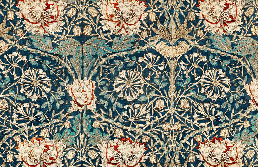 Luxurious Vintage Floral Tapestry Wallpaper in Rich Teal and Cream Tones