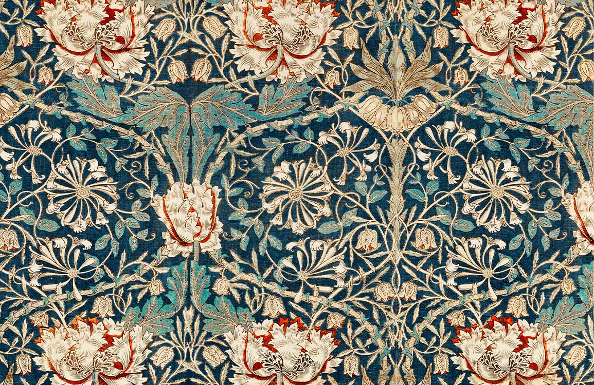 Luxurious Vintage Floral Tapestry Wallpaper in Rich Teal and Cream Tones