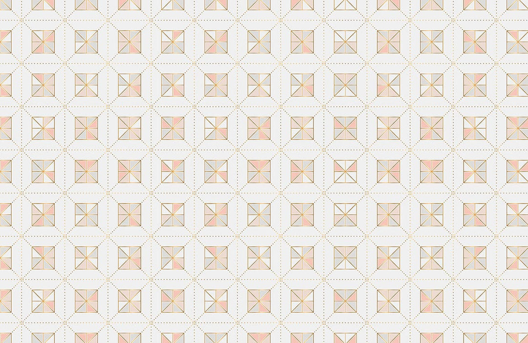 Geometric Soft Pink and Gold Modern Pattern Wallpaper for Elegant Interiors