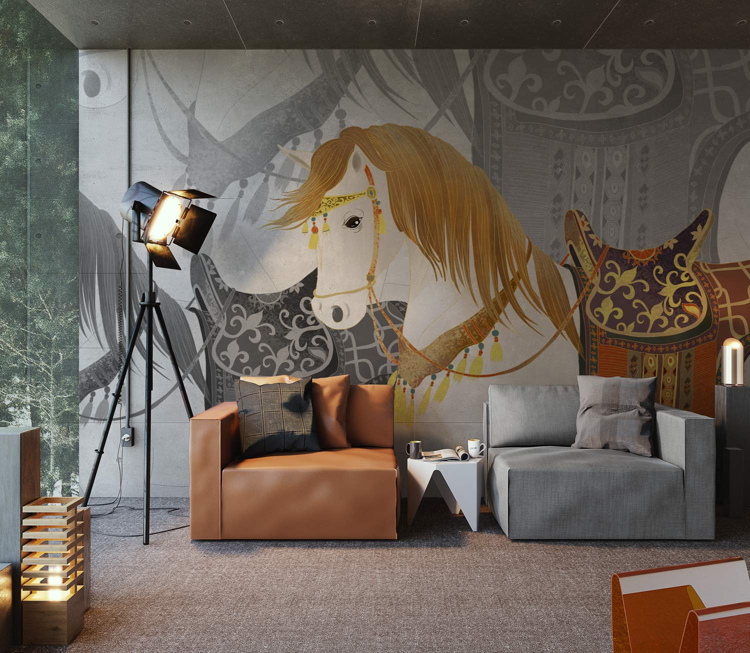 Elegant Equestrian Tapestry: Multi-Coloured Horse Saddle Pattern ...