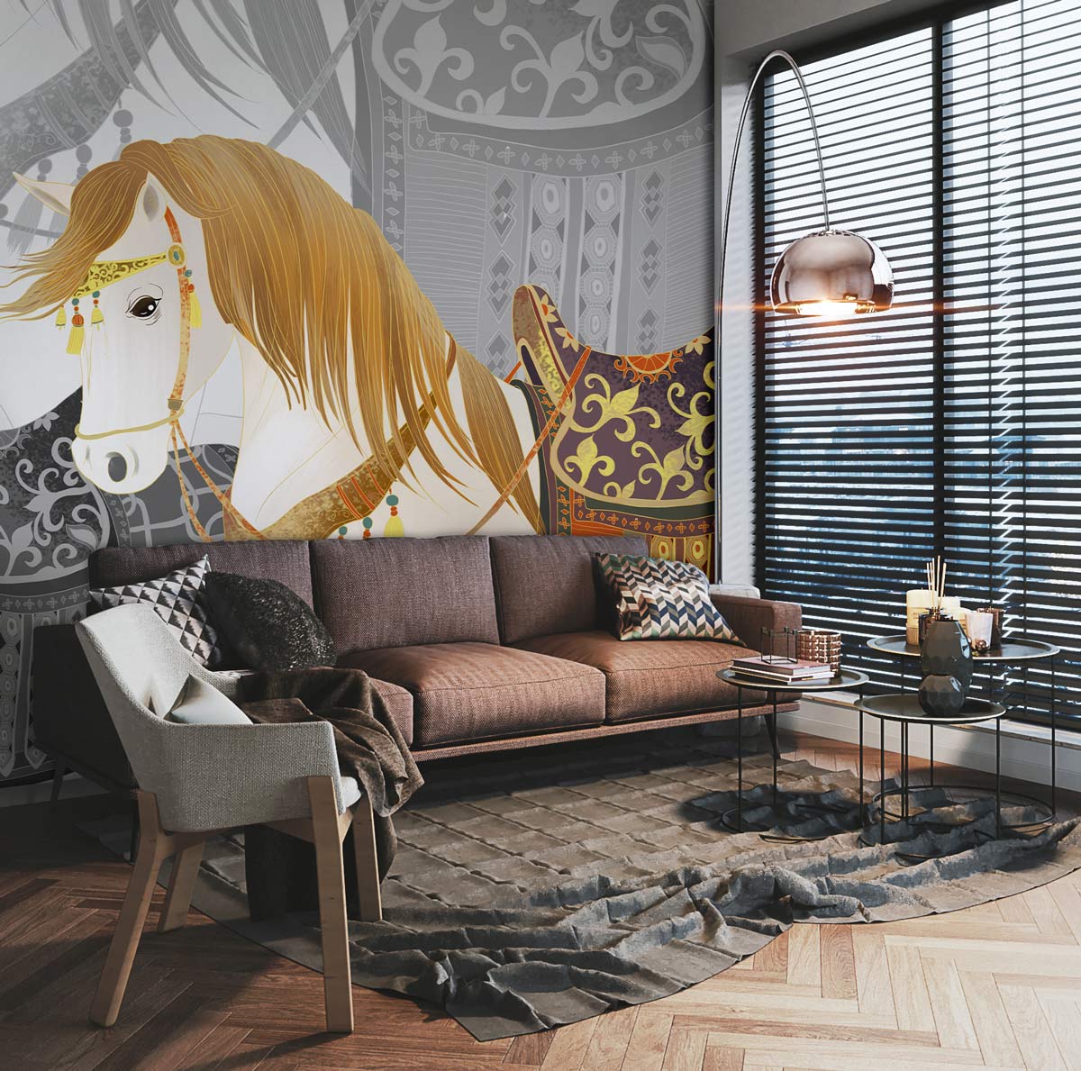 Elegant Horse Wallpaper Mural | Horse Print Wallpaper UK