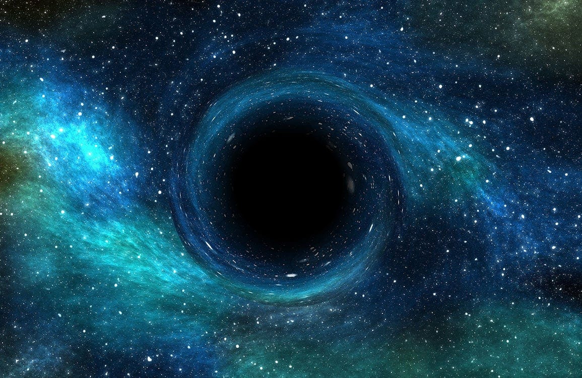 Galactic Black Hole Space Mural Wallpaper in Blue Cosmic Style Décor