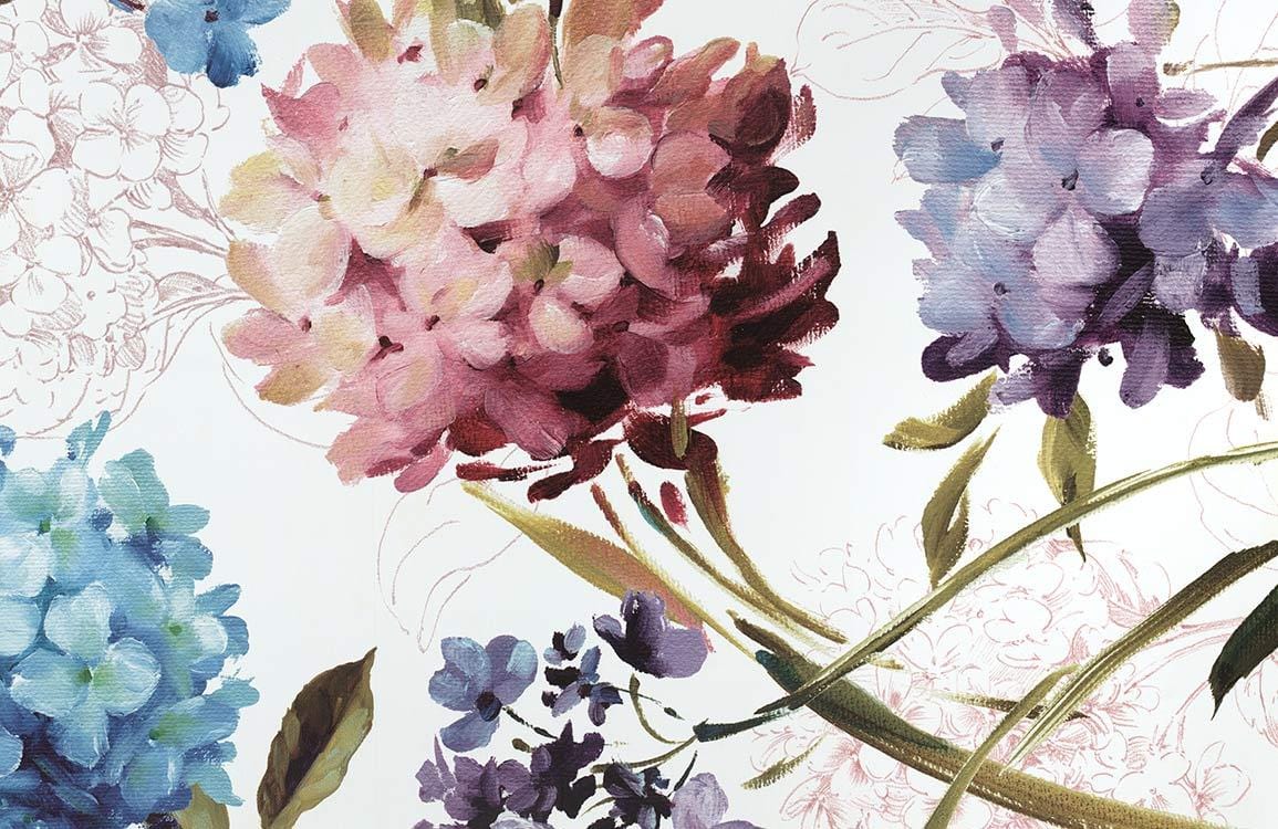 Elegant Floral Harmony: Watercolour Hydrangea Mural Wallpaper in Pastel Blooms