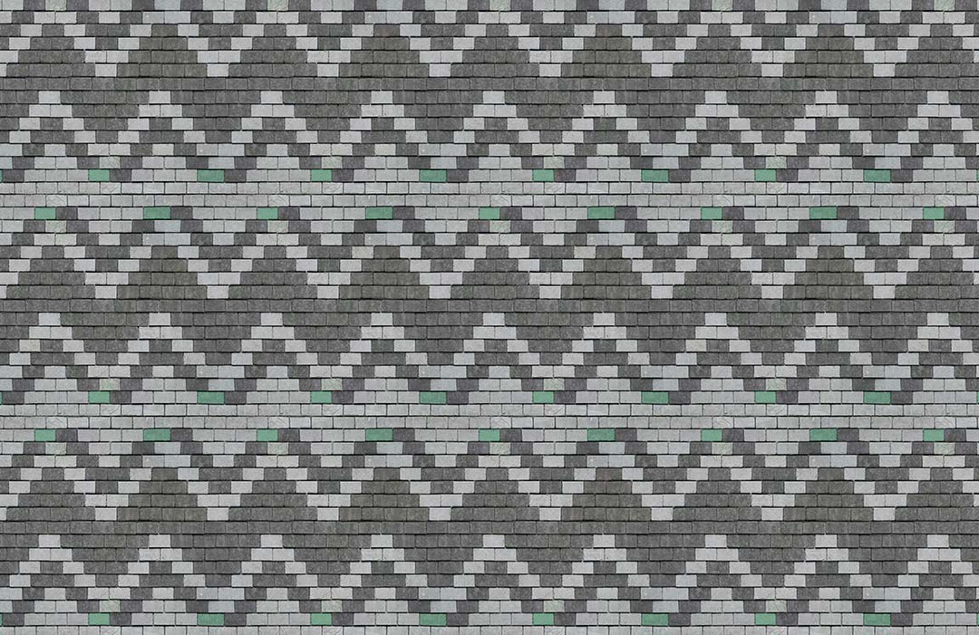 Geometric Grey Zigzag Brick Pattern Wallpaper - Modern Sleek Design
