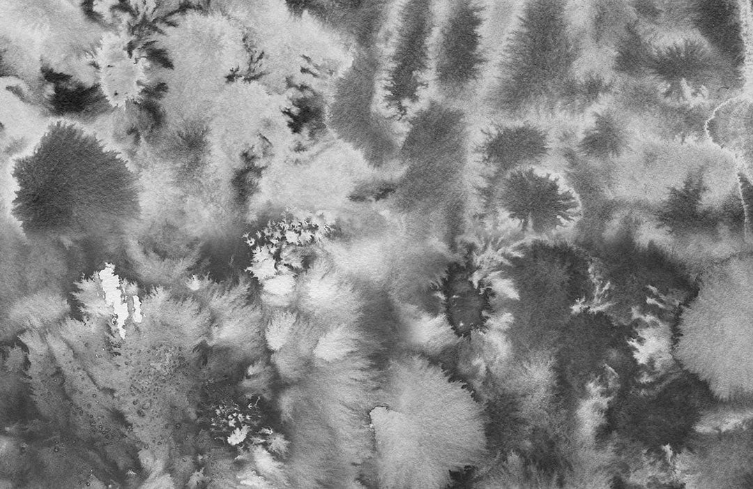 Monochrome Watercolour Cloudburst Abstract Art Mural Wallpaper in Grey Tones