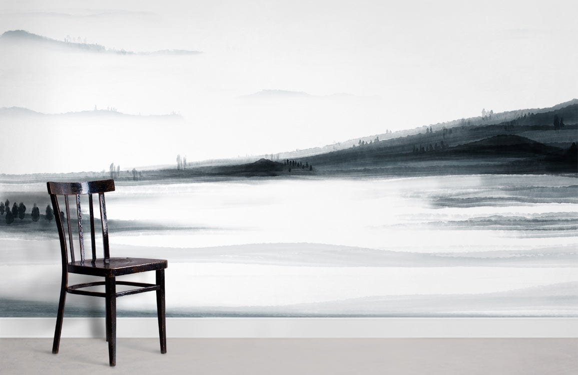 Ink Watercolour Lake Wallpaper Mural