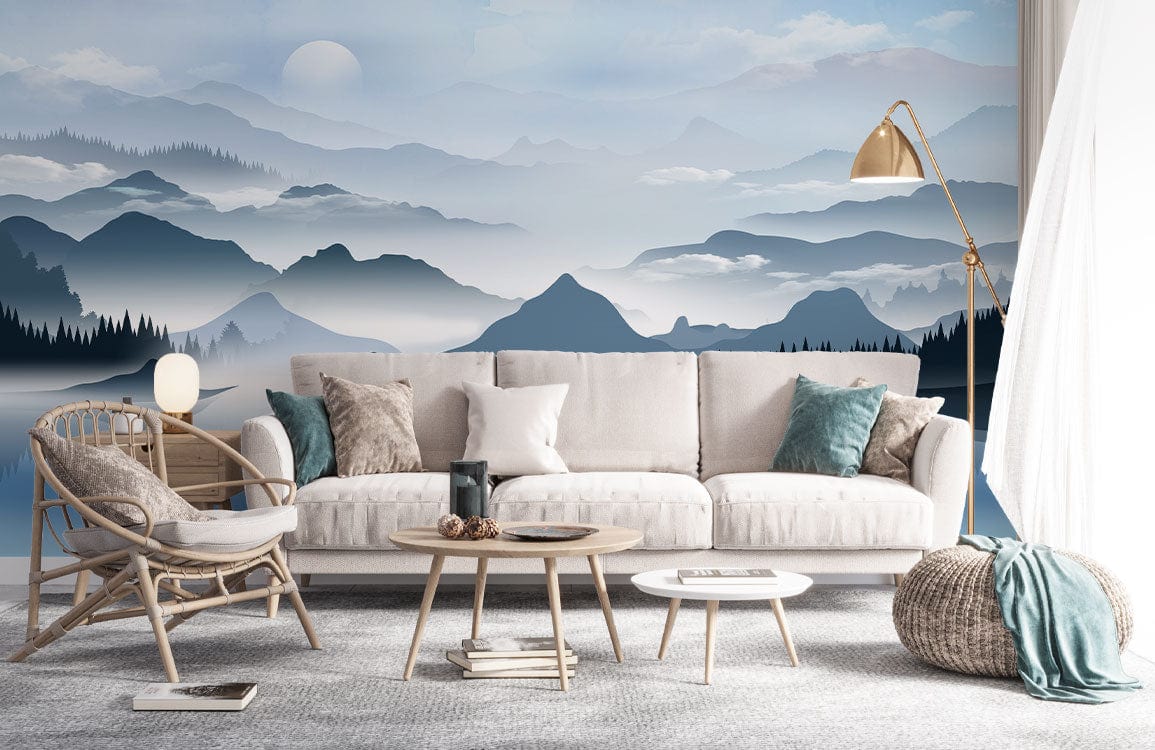 Ink Mountain Scenery Wallpaper Mural Art Design For Home