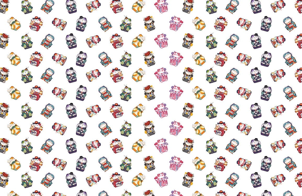 Vintage Retro Floral Pattern Wallpaper in Pink, Green, and Orange Hues
