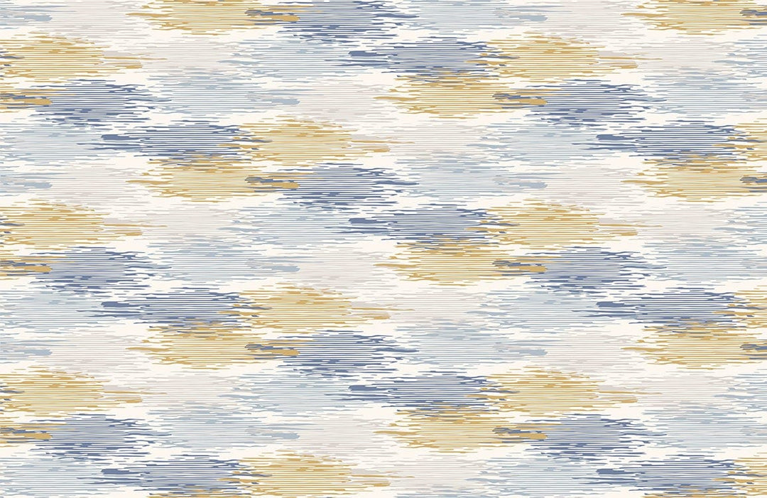 Elegant Blue and Gold Abstract Watercolour Patterned Wallpaper Design
