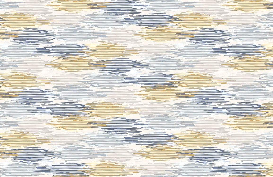 Elegant Blue and Gold Abstract Watercolour Patterned Wallpaper Design