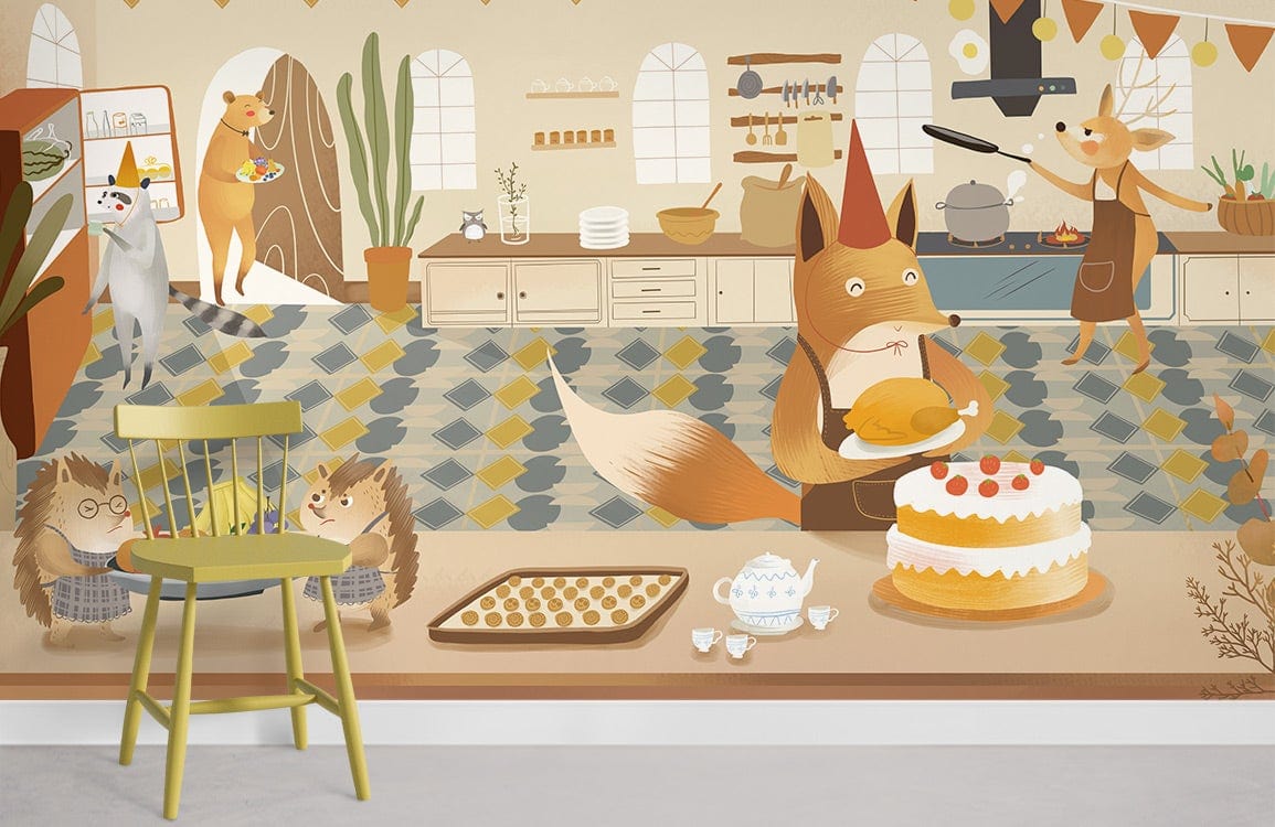 Cook Animals Food and Drinks Wallpaper Mural
