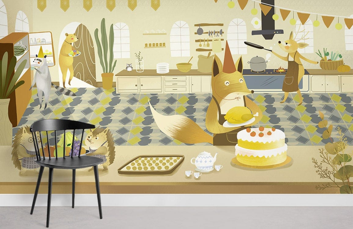 Animal Cooking II Wallpaper Mural