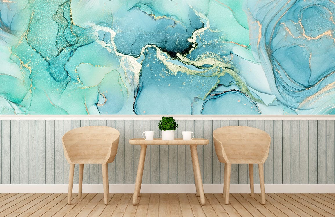 lake green marble wallpaper mural for geust room