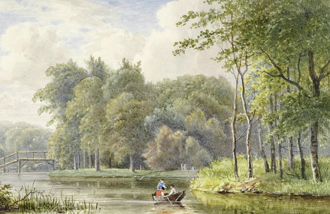 Tranquil Riverside Landscape Mural Wallpaper - Lush Green Forest Scene