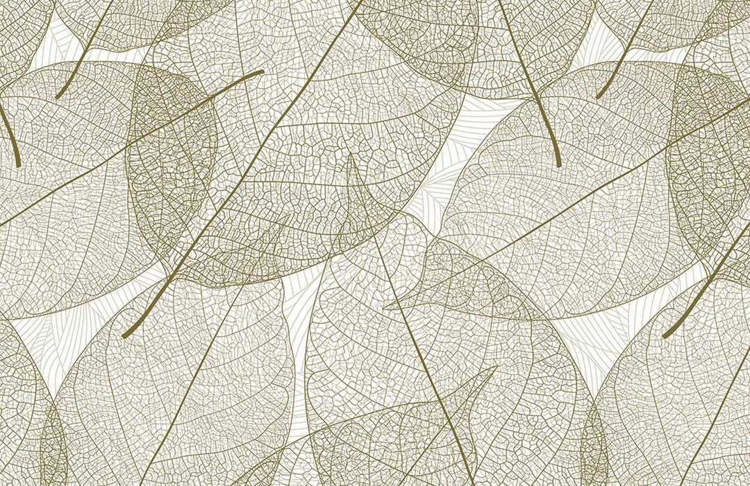 Elegant Beige Leaf Vein Pattern Wallpaper for Natural Chic Interiors