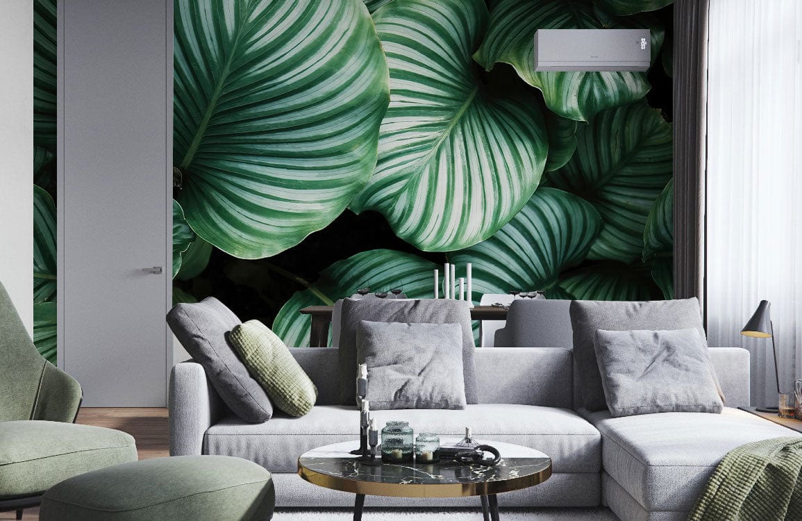 tropical leaves wall mural living room decor