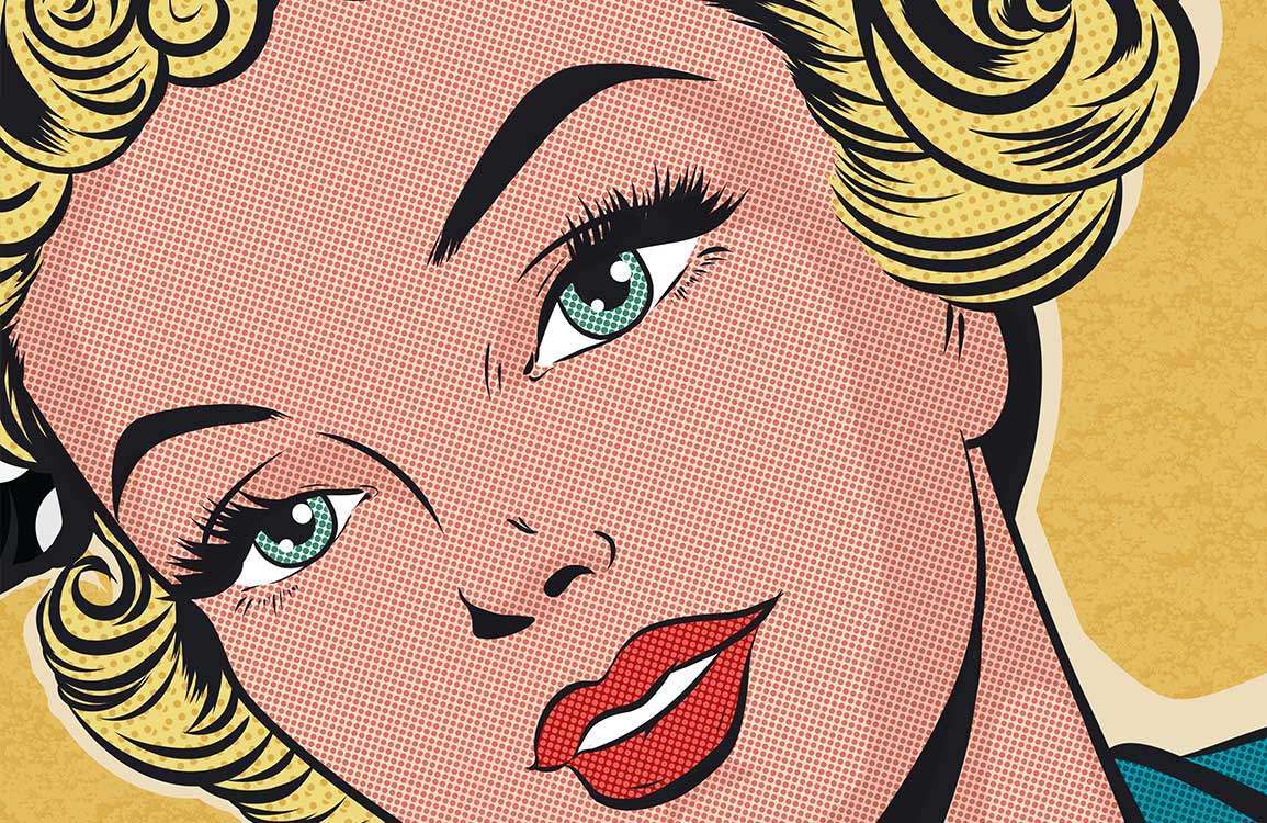 Vintage Pop Art Style Blonde Retro Comic Wall Mural Wallpaper Décor