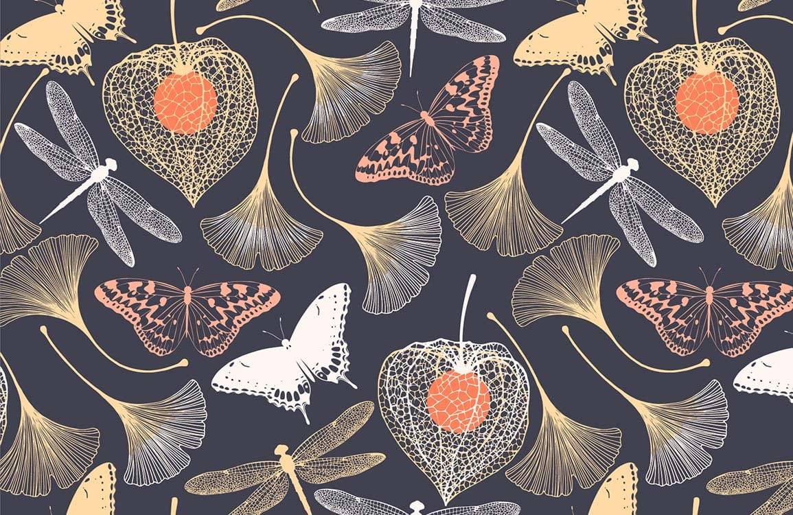 Leaf & Butterfly Wallpaper Mural