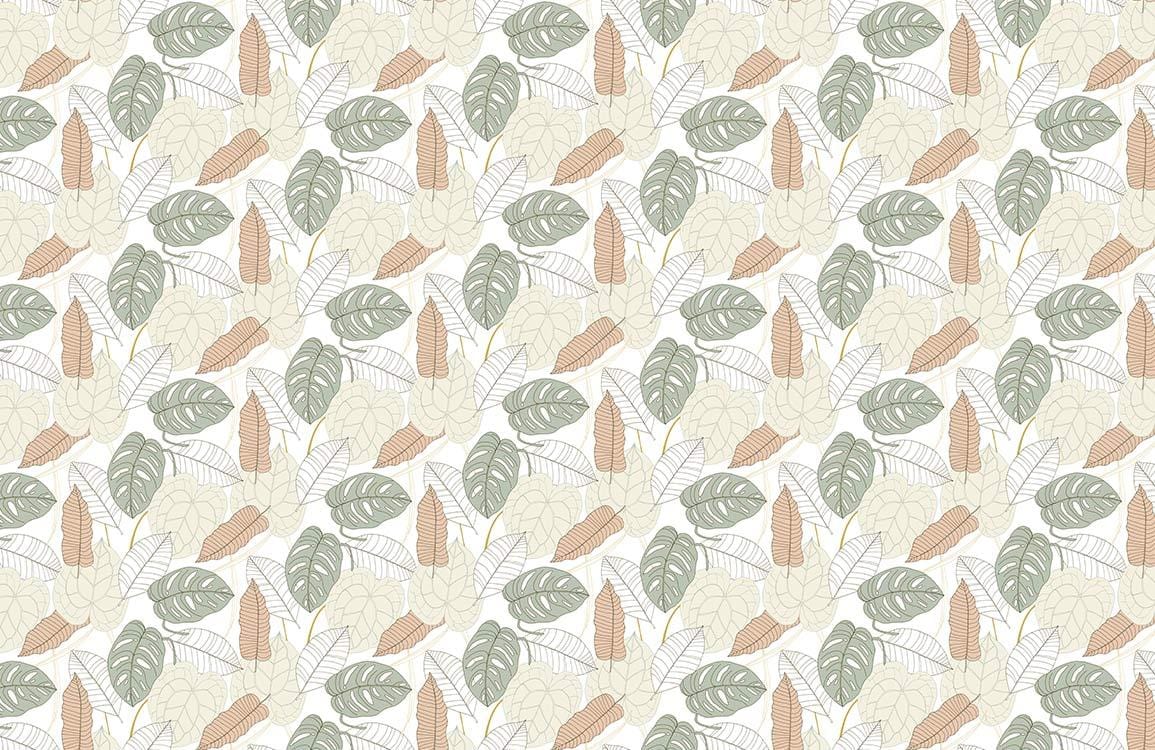 Botanical Green Beige Leaf Pattern Wallpaper for Modern Interiors