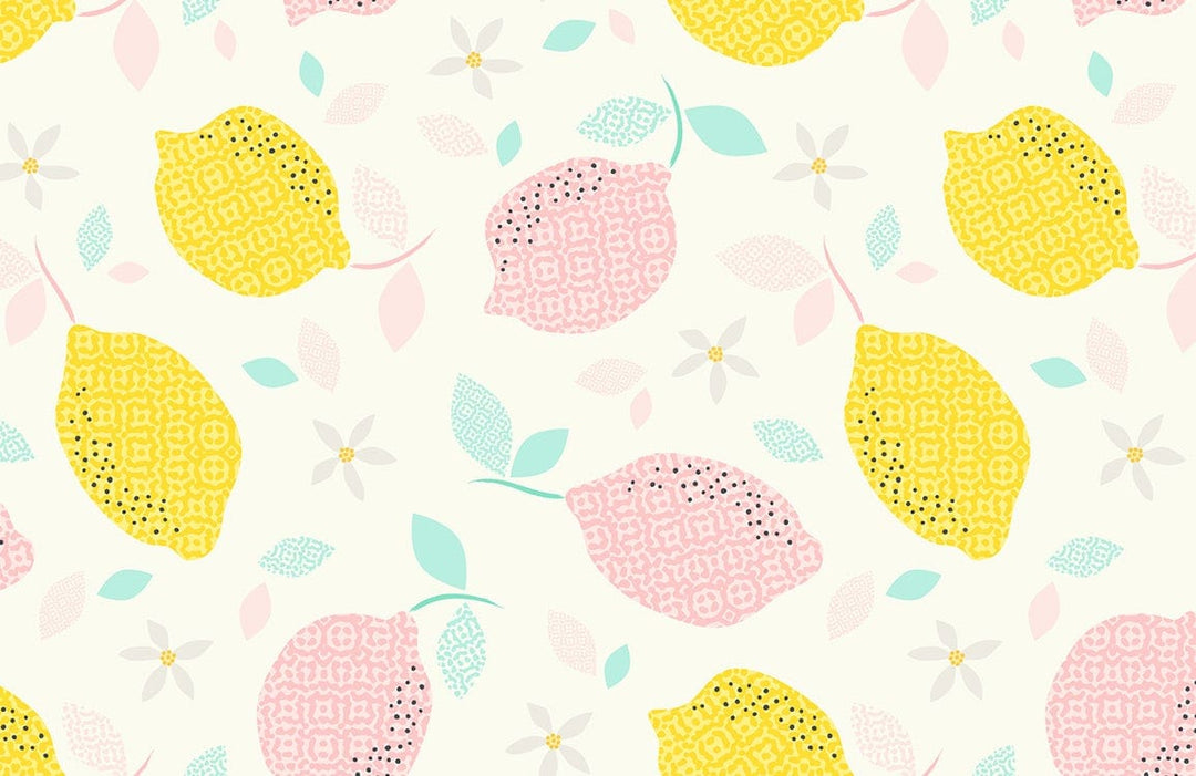 Colourful Pastel Lemon Pattern Wallpaper - Vibrant Fruit Home Decor Design
