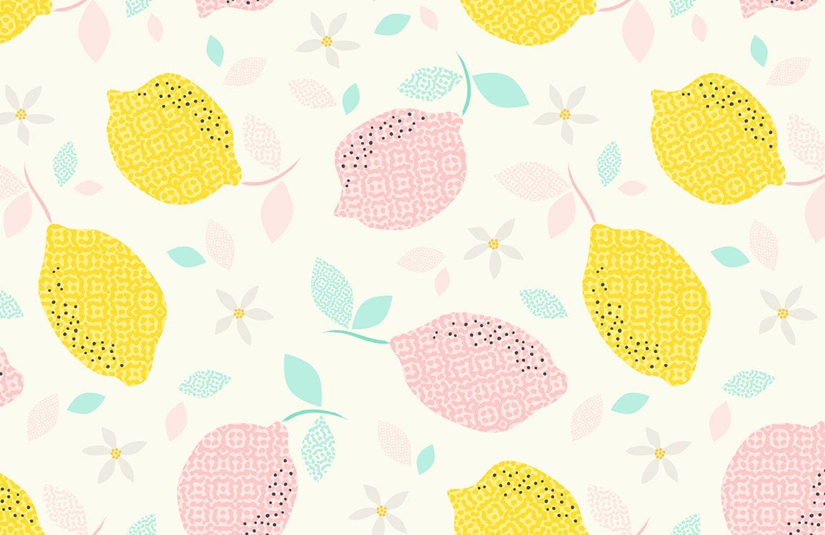 Colourful Pastel Lemon Pattern Wallpaper - Vibrant Fruit Home Decor Design