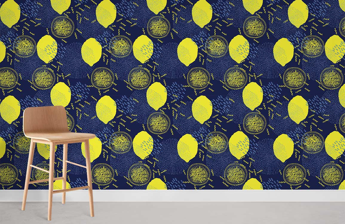 Lemon & Orange Pattern Wall Mural