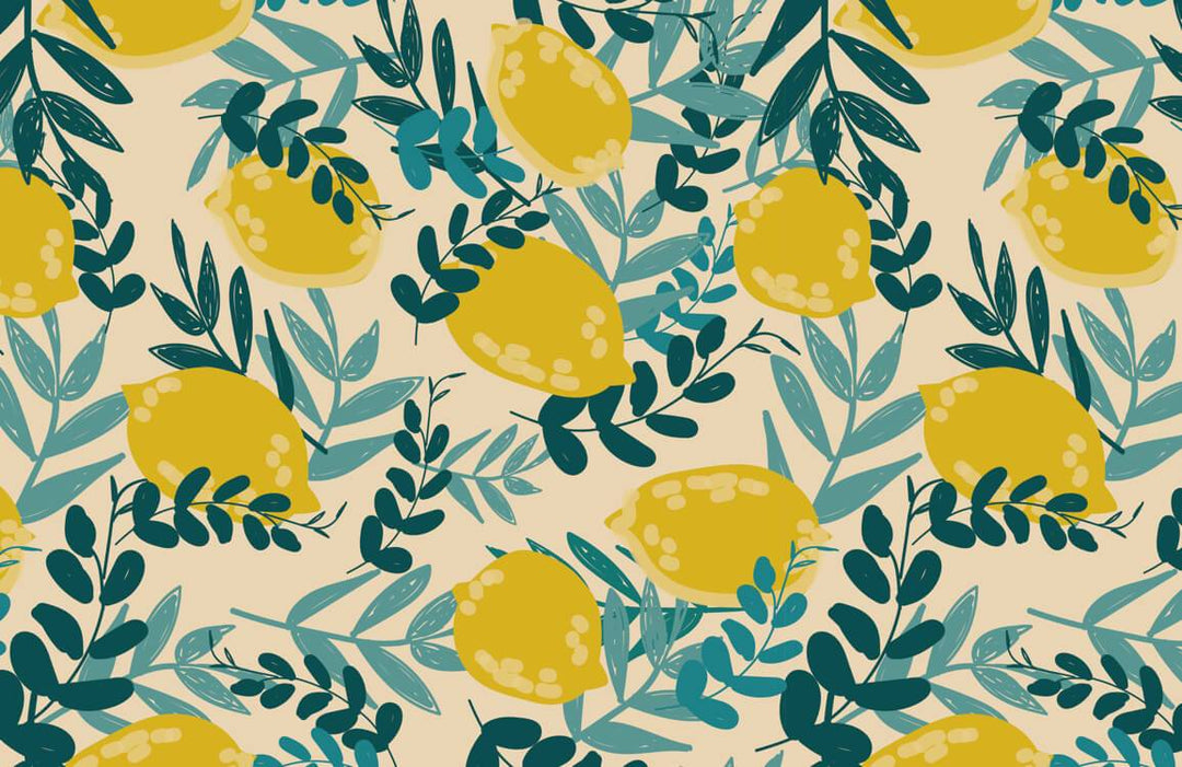 Vibrant Lemon Grove Botanical Wallpaper - Yellow and Green Nature Design